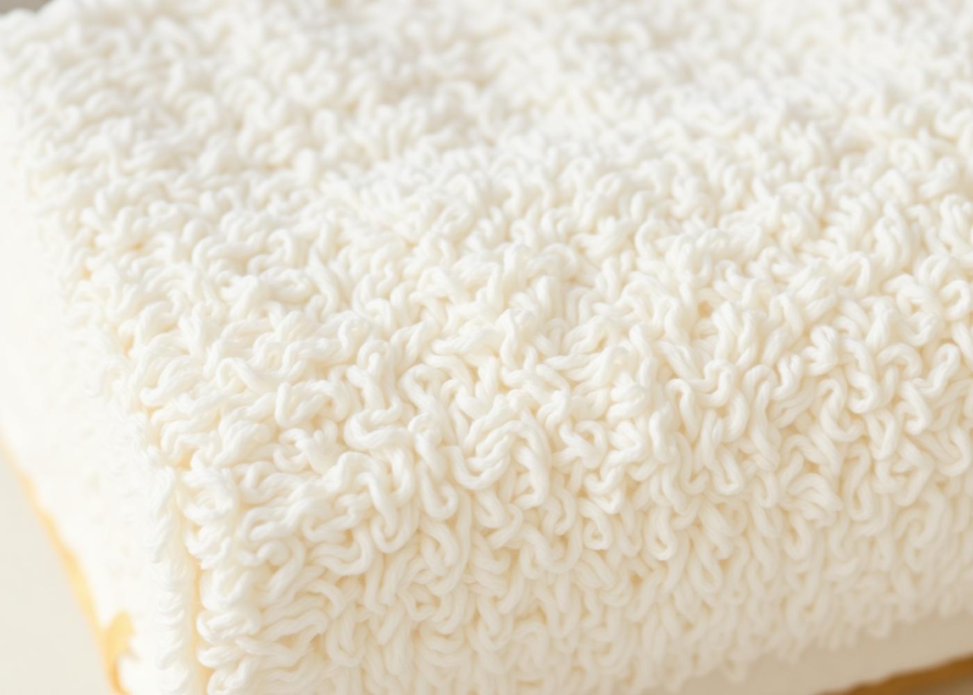 Makroaufnahme weißer Frottee-Schlingen aus Langstapelbaumwolle eines CAMELLIA-Premium-Handtuchs